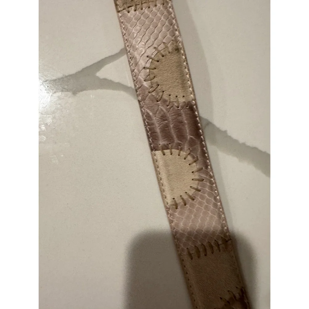 Made in Italy Women Beige‎ Snakeskin Suede Patchwork Leather Belt 100